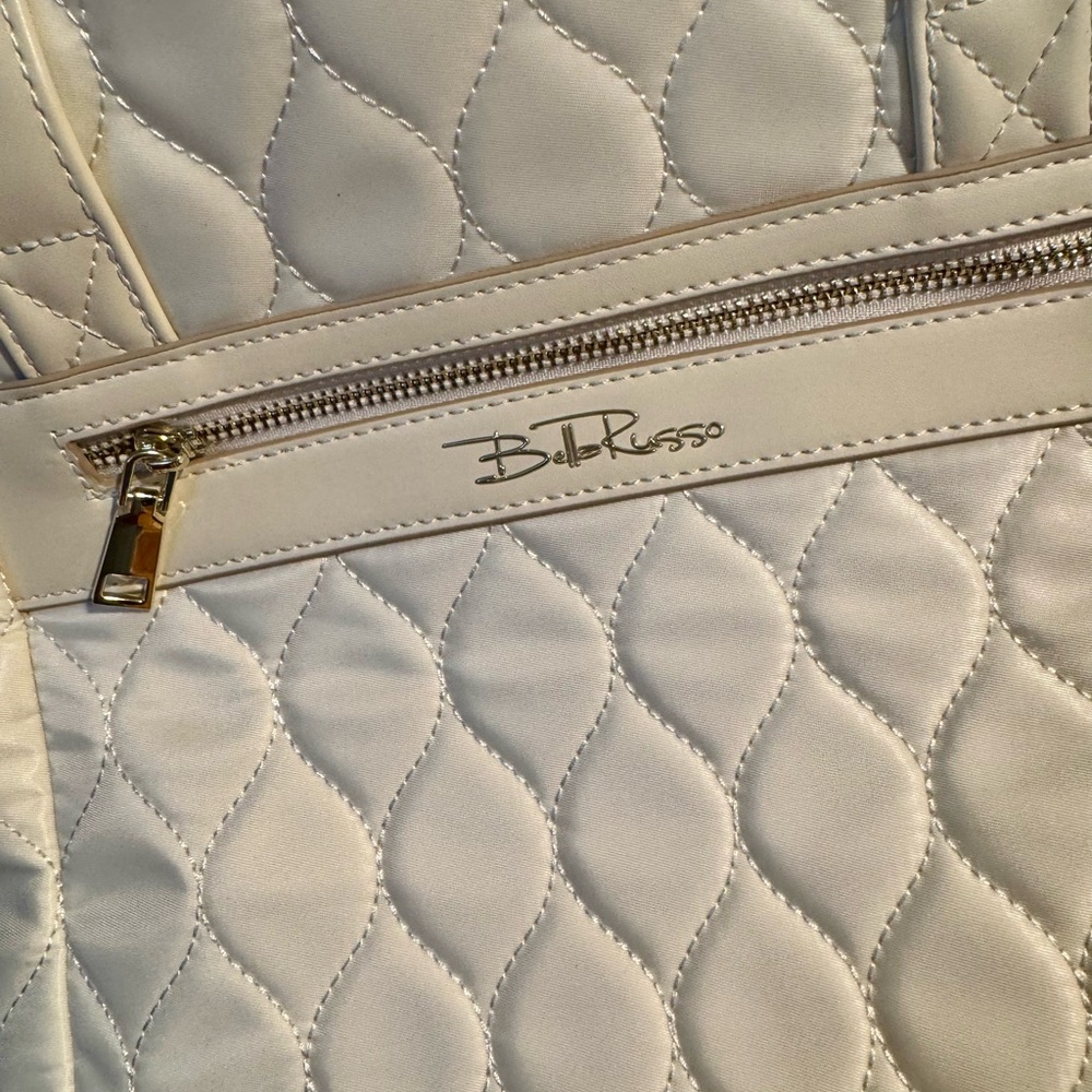 DKNY Cream Quilted Backpack with Gold Zipper